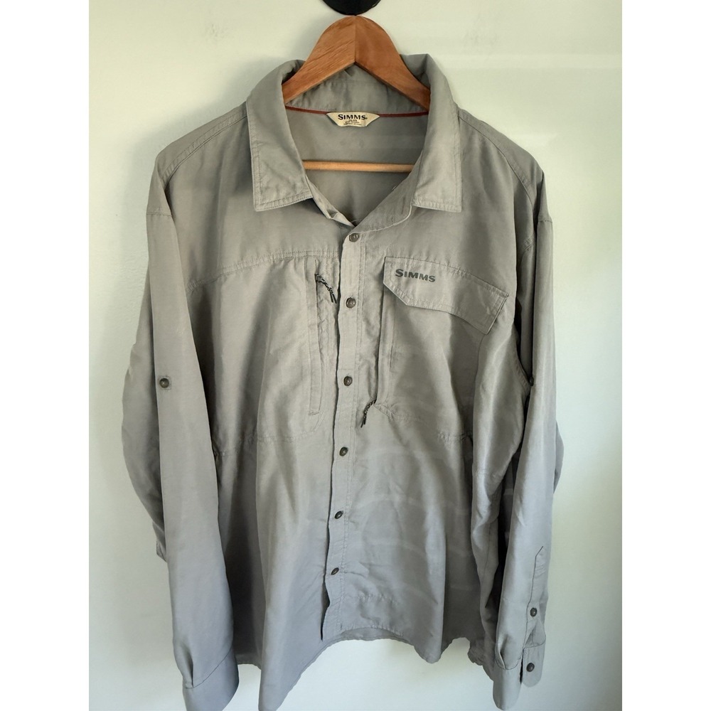 Simms Men's XXL Tan Nulon Fishing Shirt